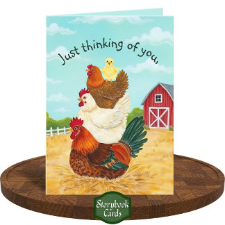 Tarjeta Cute Barnyard Chickens Stack Pensando En Usted