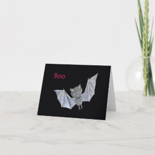Tarjeta Cute Bat Boo Funny Adorable Bat Halloween