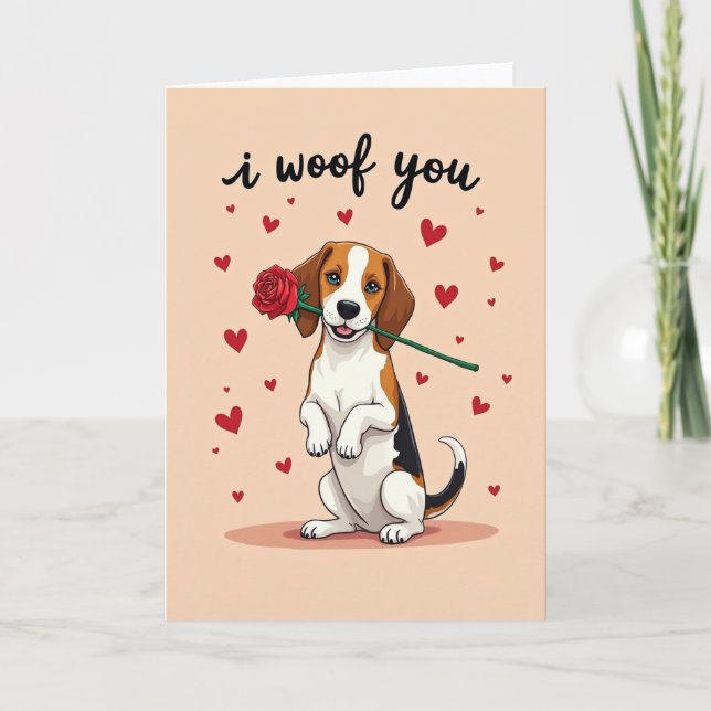 Tarjeta Cute Beagle I Woof You Card (Anverso)