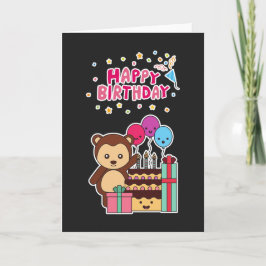 Tarjeta Cute Bear Birthday Celebration - Adorable Cartoon 