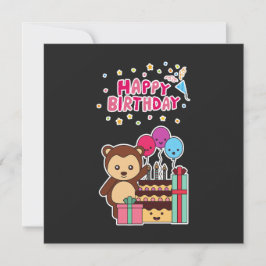 Tarjeta Cute Bear Birthday Celebration - Adorable Cartoon 