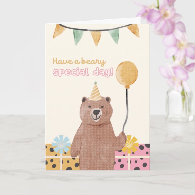 Tarjeta Cute Bear Happy Birday Card (Orquídea)