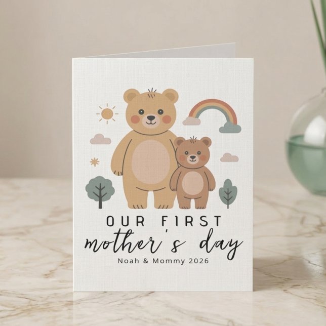 Tarjeta Cute Bear Mom Baby First Mothers Day Art (Subido por el creador)