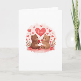 Tarjeta Cute Bears Valentine's Day Card Folded, Blank