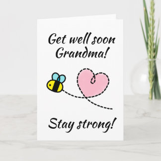 Tarjeta Cute Bee Heart 'Get Well Soon'