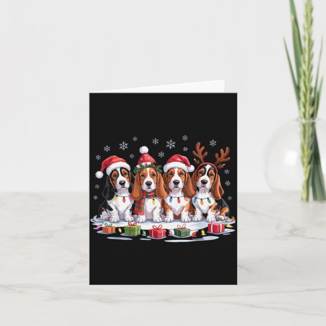 Tarjeta Cute Bet Hound Christmas Pupes Dog Lovers Funny Ho (Anverso)