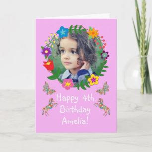 Tarjeta Cute Birday Card Niños Mariposas Caballos Foto