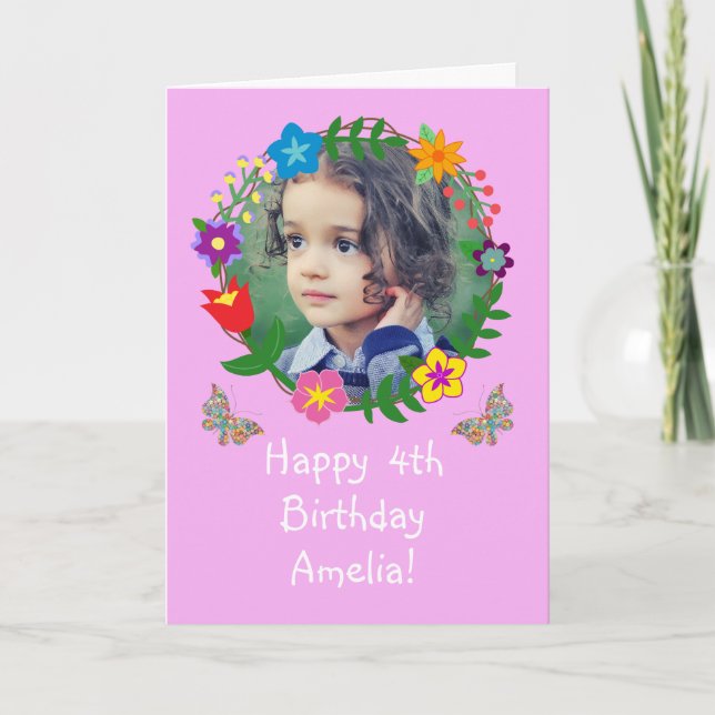 Tarjeta Cute Birthday Card Niños Chicas Mariposas Foto (Anverso)