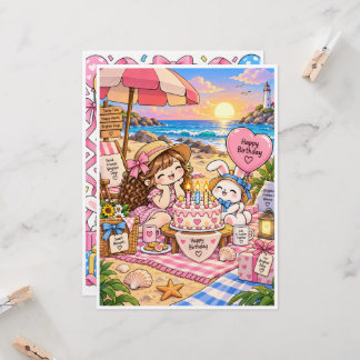 Tarjeta Cute Birthday Greeting Card – Blank Inside – Kawai