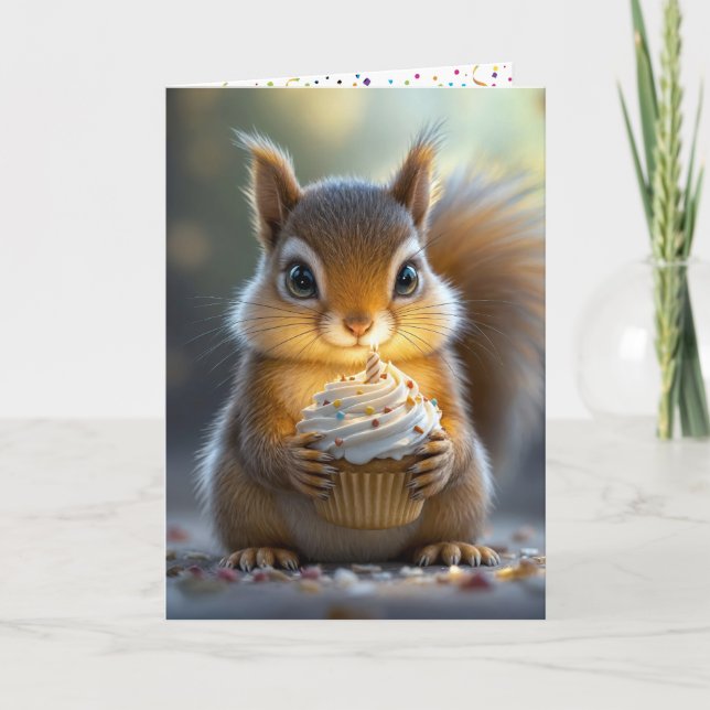 Tarjeta Cute Birthday Squirrel (Anverso)