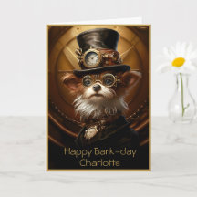 Cute Birthday Yorkie Steampunk Nombre personalizad