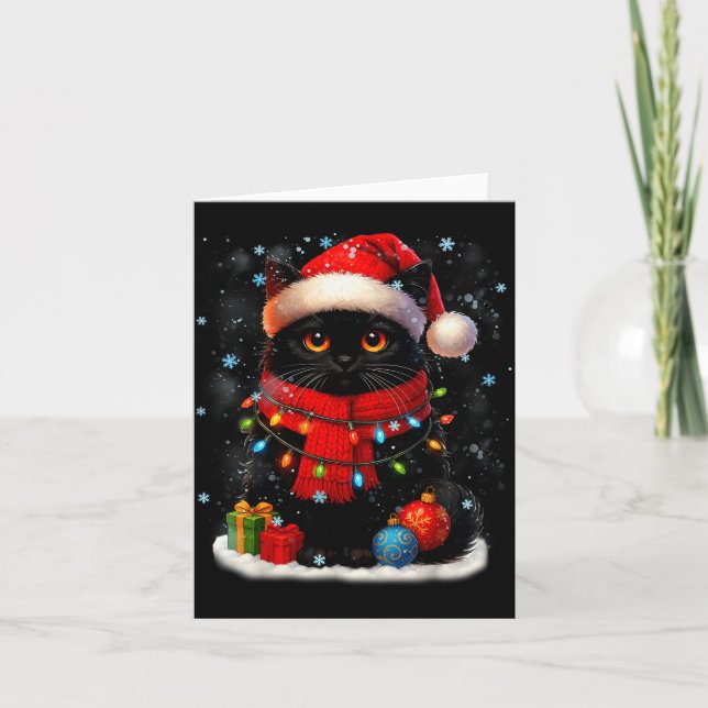 Tarjeta Cute Black Cat Santasnowflake Christmas Xmas Women (Anverso)