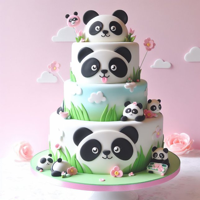 TARJETA CUTE BLACK & WHITE PANDA TEMÁTICO NIÑOS CUMPLEAÑOS (Subido por el creador)