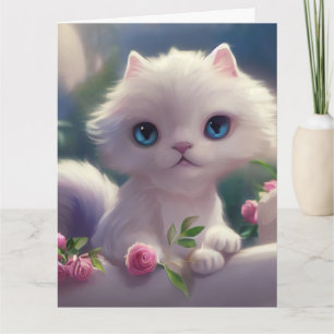 Tarjeta CUTE BLANCO CAT KITTEN ART BIG BIRTHDAY Card