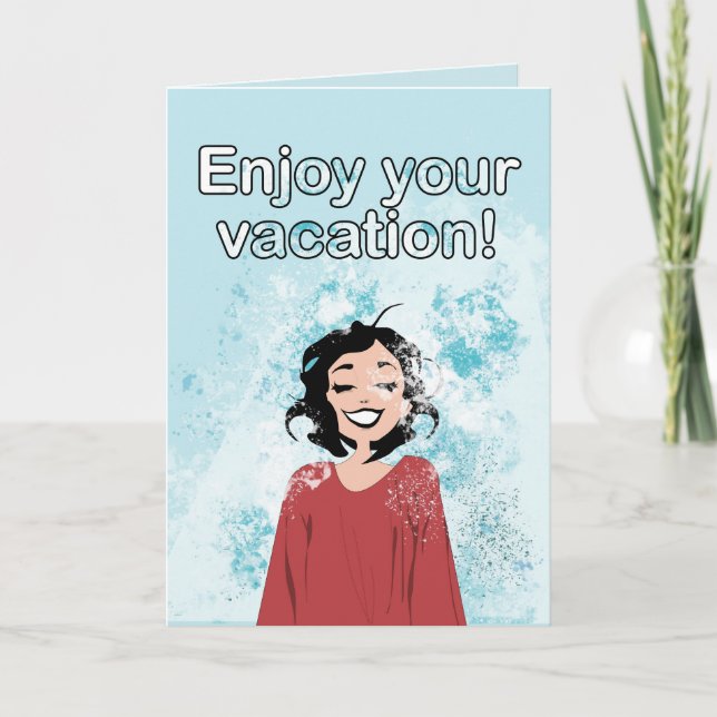 Tarjeta Cute Blue Ocean Waves Disfrute De Sus Vacaciones (Anverso)