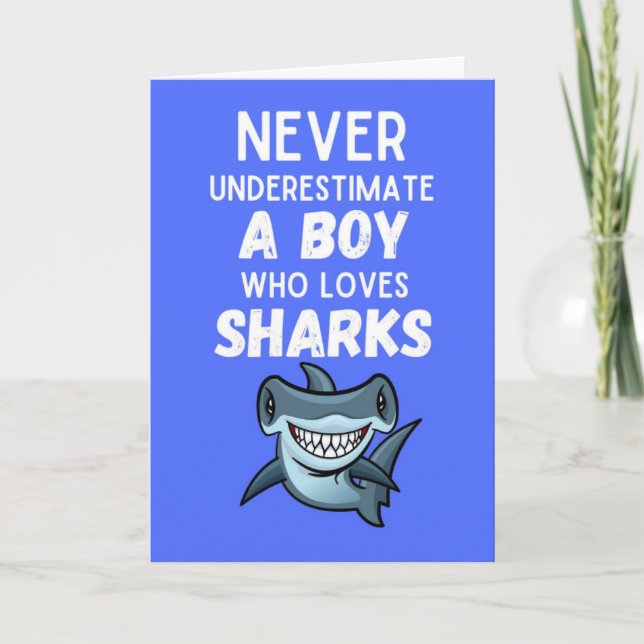Tarjeta Cute Blue Shark Cards For Baby Boy Ocean Lover Kid (Anverso)