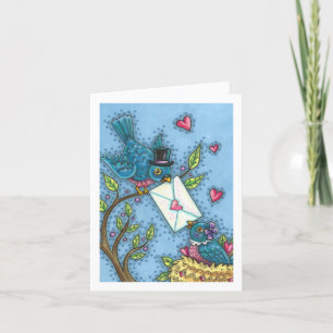 TARJETA CUTE BLUEBIRD SWEETHEARD, AMOR DE LA VALENTINA DE