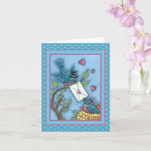 TARJETA CUTE BLUEBIRD SWEETHEARD, AMOR DE LA VALENTINA DE