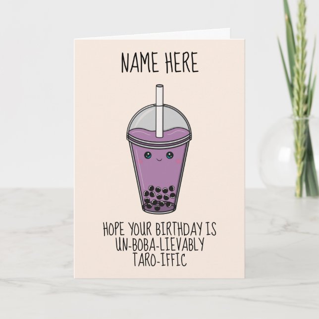 Tarjeta Cute Boba Bubble Tea Birday Card (Anverso)