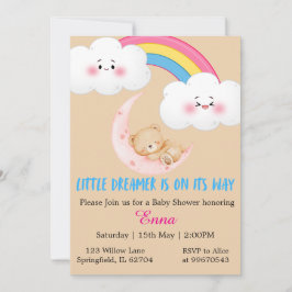 Tarjeta Cute Boho Little Dreamer Baby Shower Invitation 