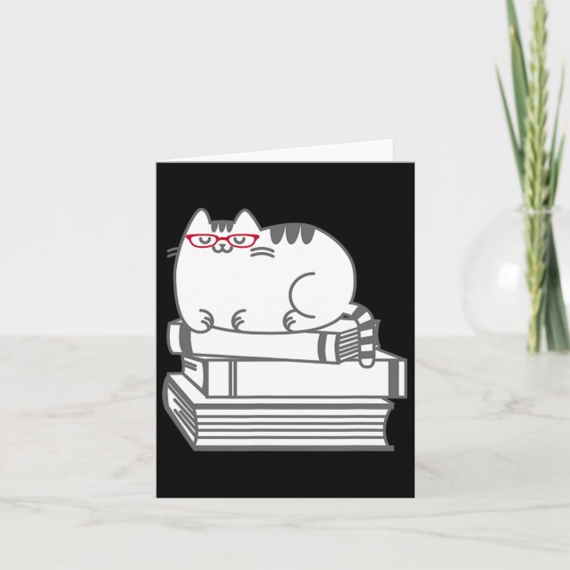 Tarjeta Cute Book Nerd Cat - Camiseta divertida de Nerdy K (Anverso)