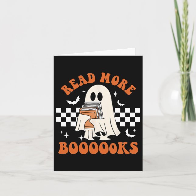 Tarjeta Cute Booooks Ghost Leer más libros Gracioso Profes (Anverso)