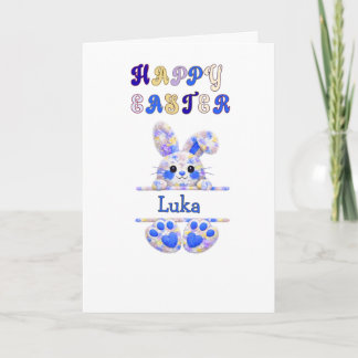 Tarjeta Cute Boy Easter Bunny Personalize