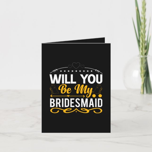 Tarjeta Cute Bridesmaid word art add message  (Anverso)