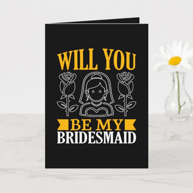 Tarjeta Cute Bridesmaid word art add message  (Planta pequeña)