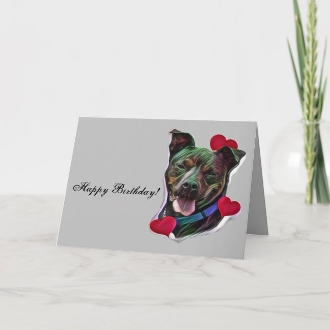 Tarjeta Cute Brindle Pop Art Pit Bull Staffordshire Love (Anverso)