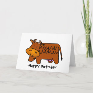 Tarjeta Cute Brown Cow
