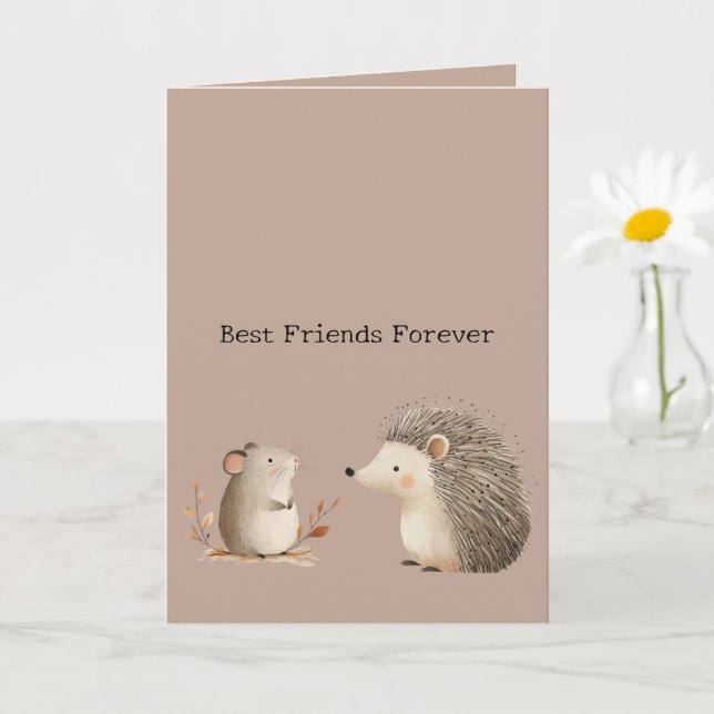 Tarjeta Cute Brown Cream Hedgehog Mouse Appreciation (Planta pequeña)