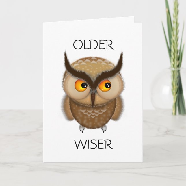 Tarjeta Cute Brown Owl Birday Card para cualquiera (Anverso)