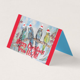 Tarjeta Cute Budgie Merry Christmas de todos nosotros jueg