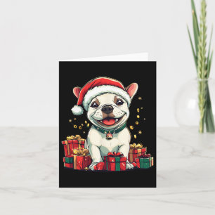 Tarjeta Cute Bull Terrier Santa Hat Funny Navidades Xmas D