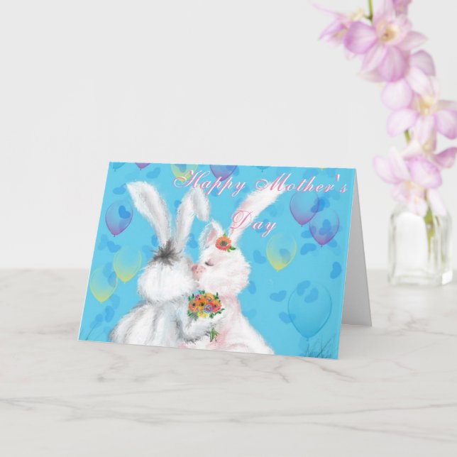 Tarjeta Cute Bunnies Mother's Day Card (Orquídea)