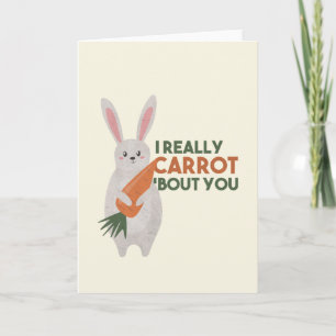 Tarjeta Cute Bunny Carrot Pun - De Verdad Te Arrepito