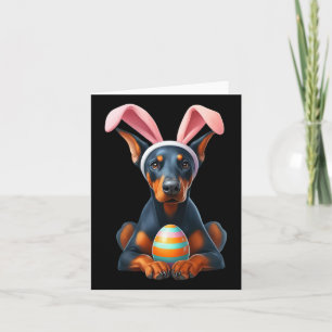 Tarjeta Cute Bunny Doberman Pinscher Dog Easter Hug Eggs E