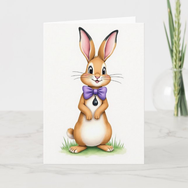 Tarjeta Cute Bunny Friend Greeting Card (Anverso)