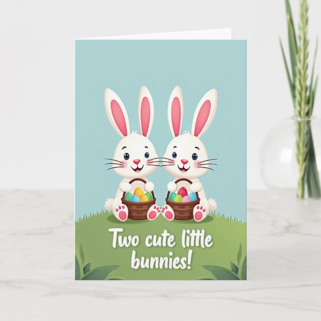 Tarjeta Cute Bunny Friends Happy Day Card (Anverso)