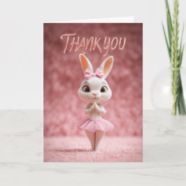 Tarjeta Cute Bunny Girl in Pink Tutu Thank You