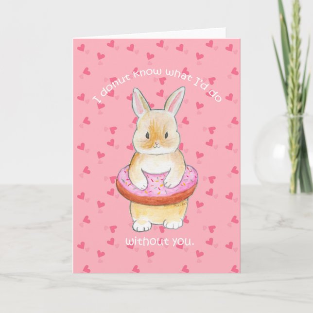 Tarjeta Cute Bunny Love card No sé qué haría (Anverso)