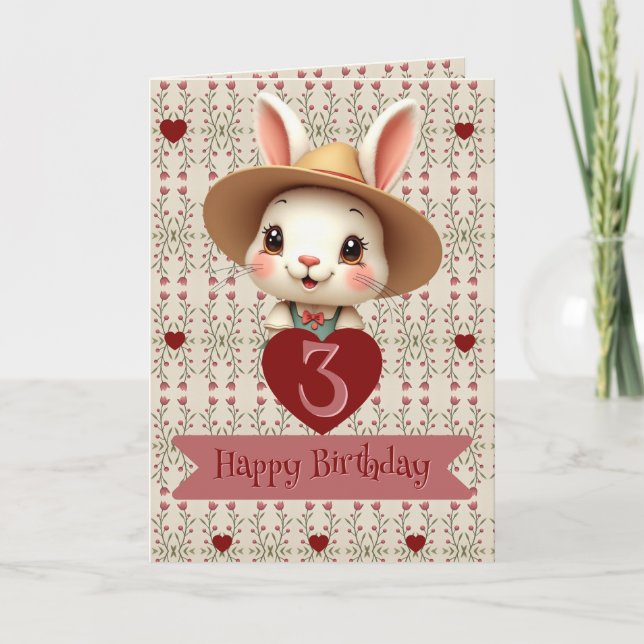 Tarjeta Cute Bunny Paper Birday Card (Anverso)