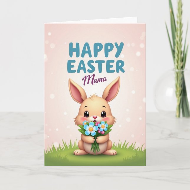 Tarjeta Cute Bunny Spring Bouquet Card (Anverso)