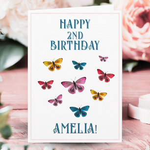 Tarjeta Cute Butterfly Girl Name Feliz Cumpleaños 