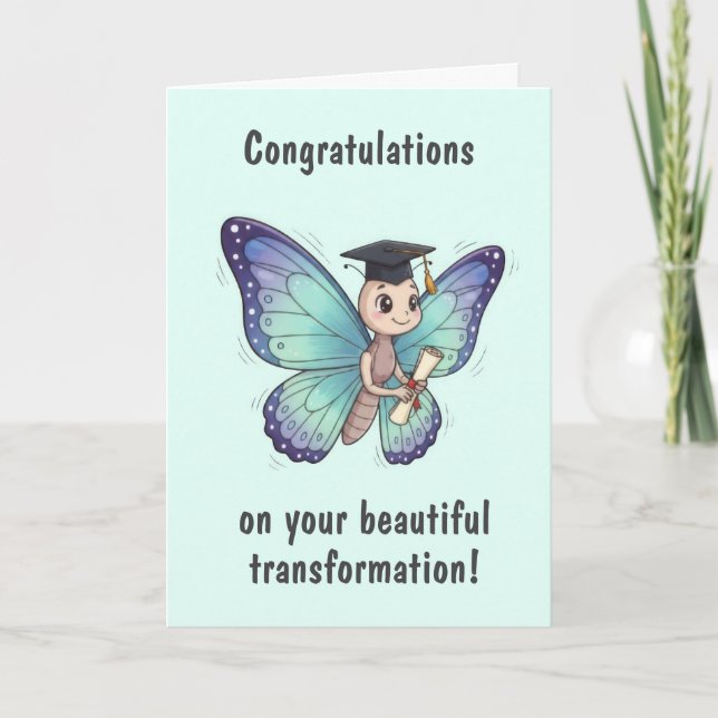 Tarjeta Cute Butterfly Graduation Card (Anverso)