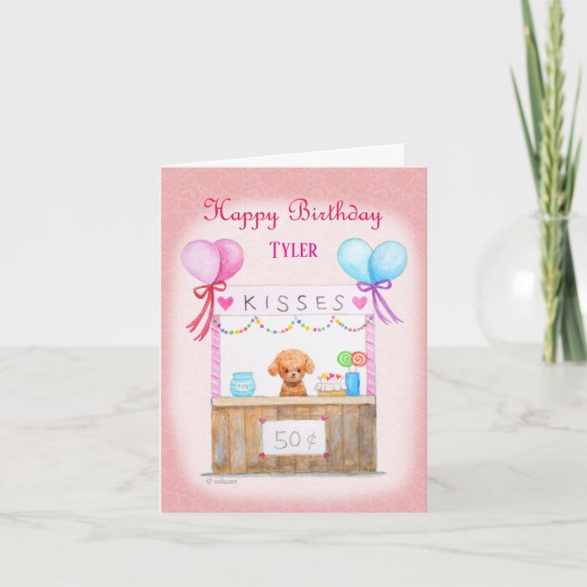 Tarjeta Cute cachorro besos Stall Dog Lover Personalizado  (Anverso)