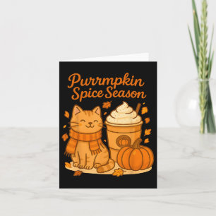 Tarjeta Cute Cae Gato Scarf Calabaza Latte Purrmpkin Spice