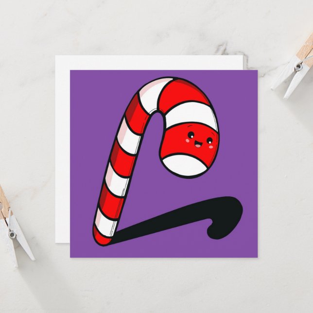 Tarjeta Cute Candy Cane Christmas  (Anverso/Reverso In Situ)