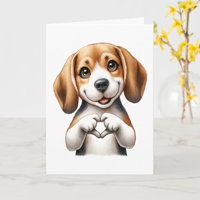 Tarjeta Cute Canine Love Card (flor amarilla)